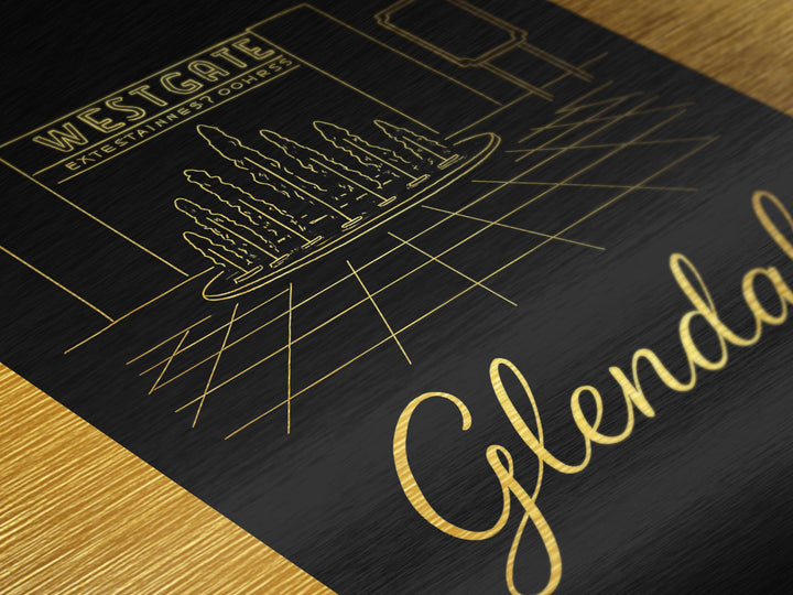 Glendale Arizona Art, Metallic Gold Print, Wood Framed Art, Metal Art, Modern Wall Art, Adventure Lover Gift, Entryway Wall Print