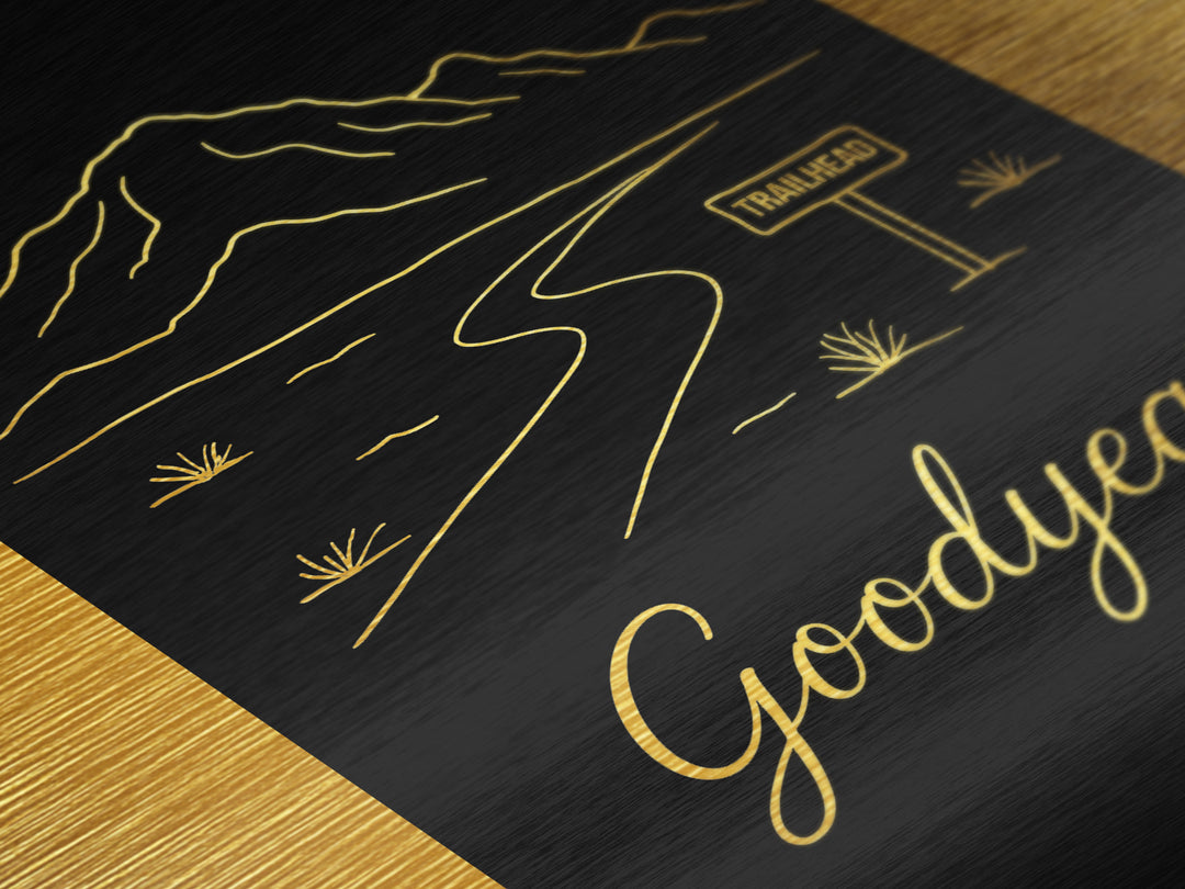 Goodyear Arizona Art, Metallic Gold Print, Wood Framed Art, Metal Art, Minimalist Wall Art, Honeymoon Gift, Bedroom Wall Art