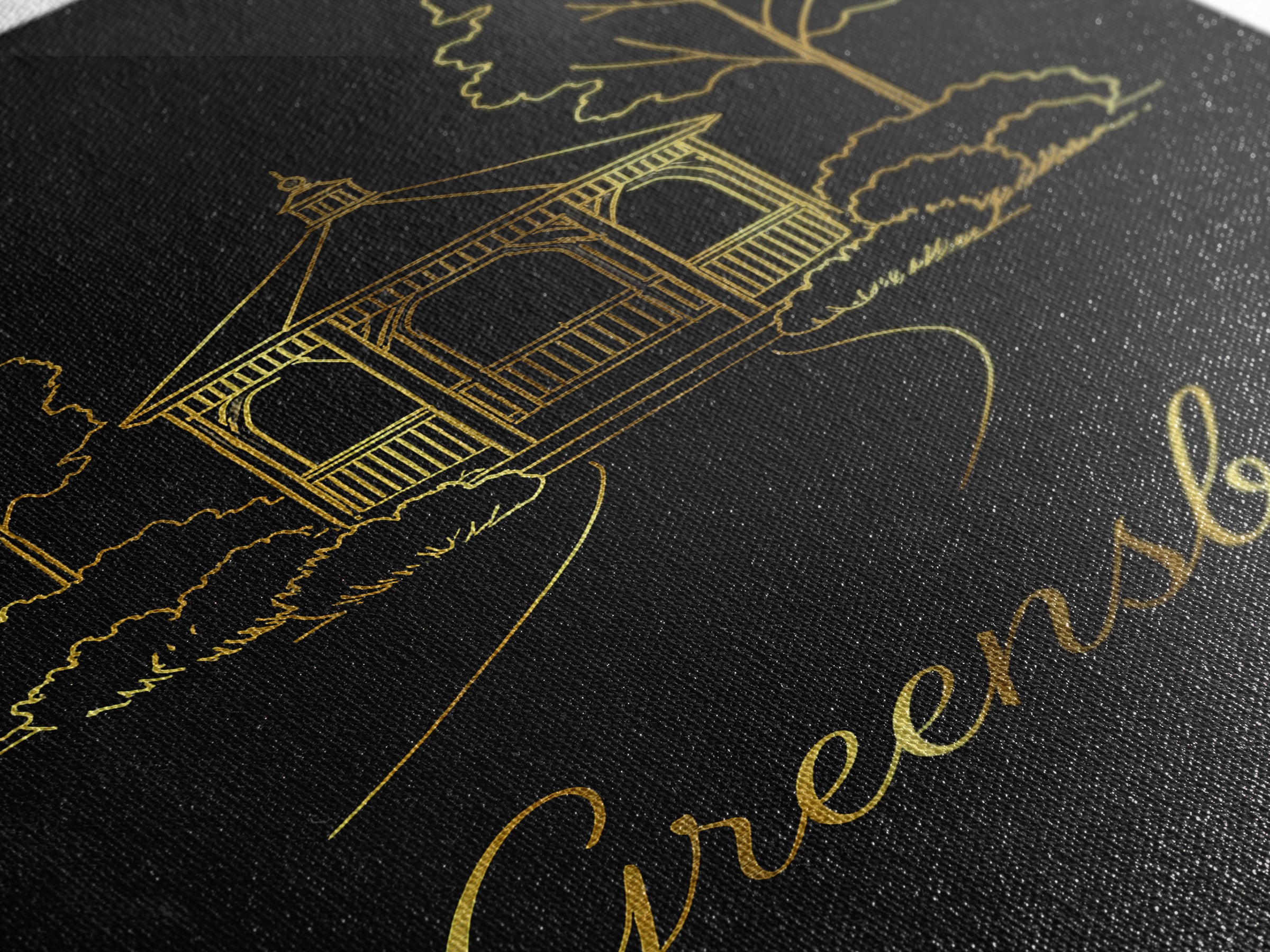 Greensboro Travel Poster, Framed Canvas Print, Gold Outline Poster Art, Greensboro Art Print, Travel Poster Set, Vintage Travel Print