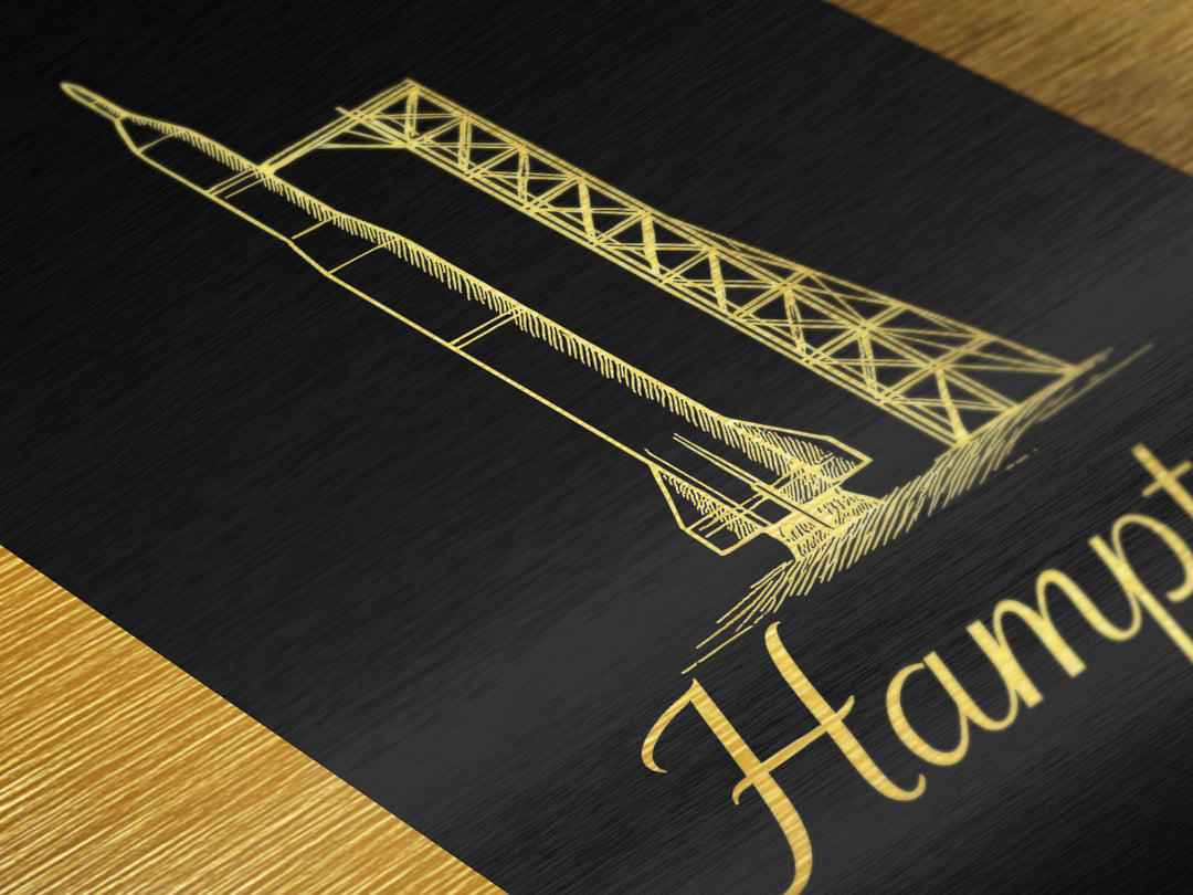 Hampton Virginia Travel, Metallic Gold Art, Wood Framed Art, Metal Art, Modern Skyline Wall Print, Retirement Gift, Entryway Wall Print