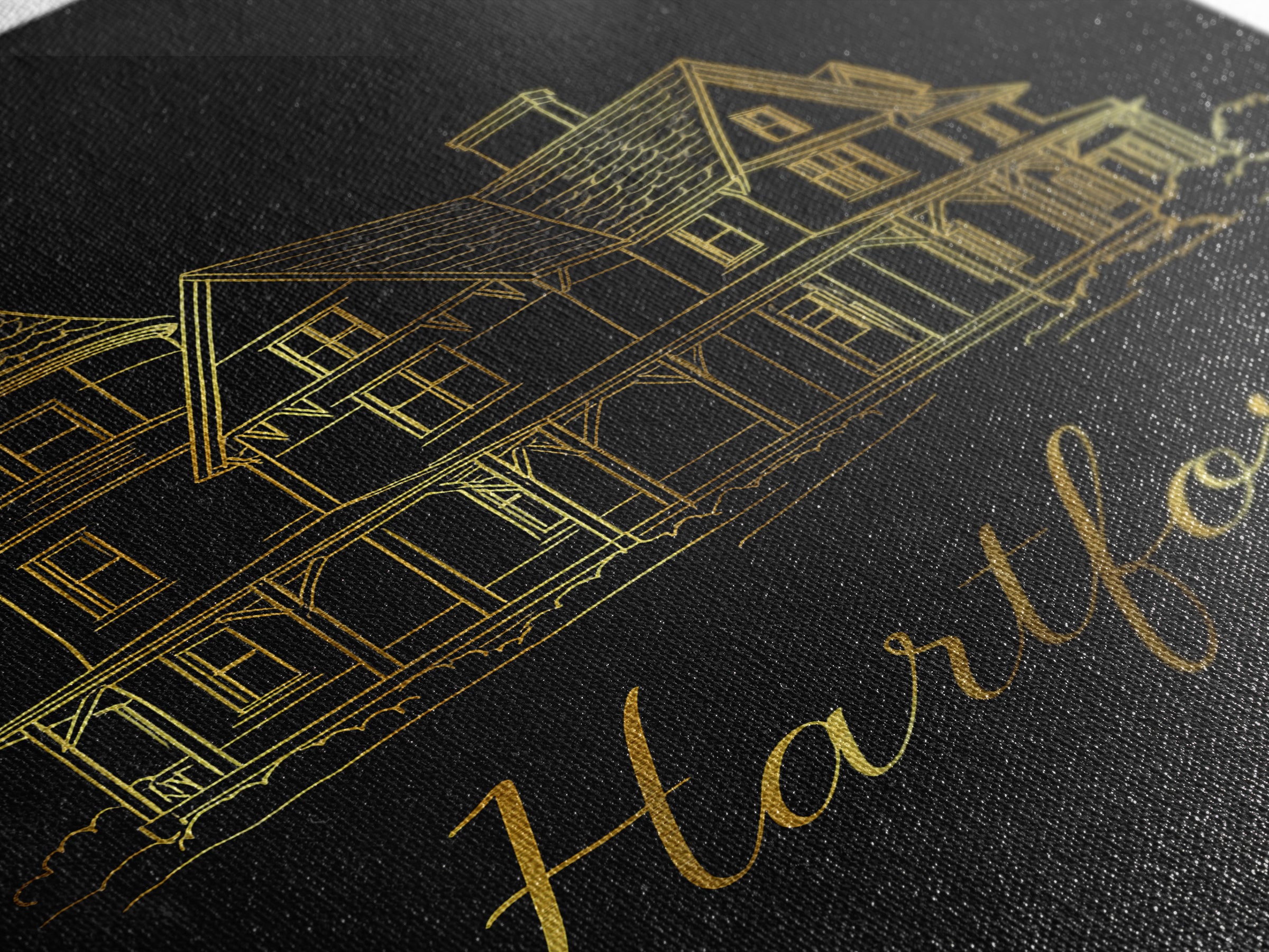 Hartford Connecticut Travel Poster, Canvas Print, Gold Outline Poster Art, Hartford Wall Art, Travel Poster Set, Travel Art Print, Wall Art