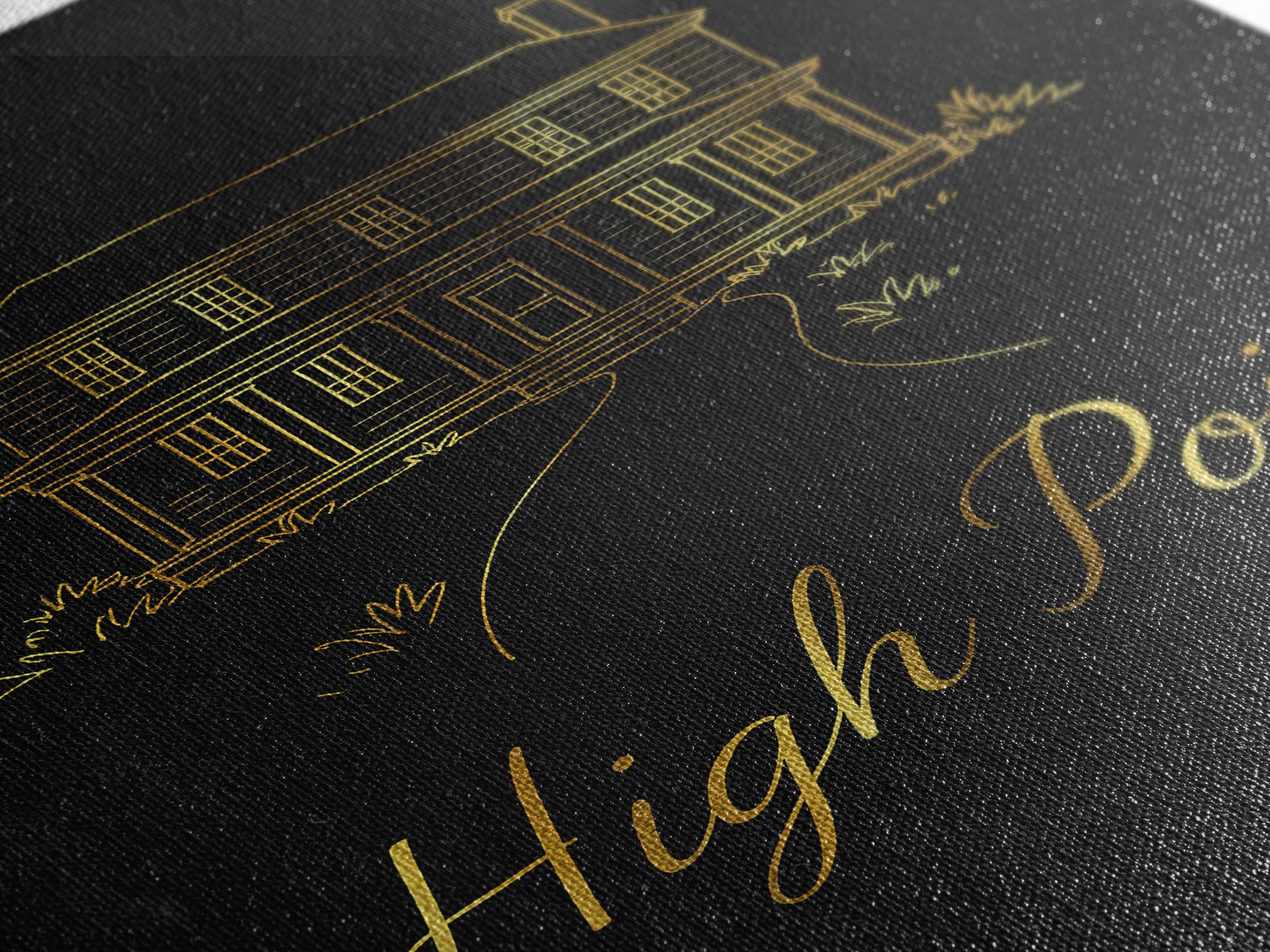 High Point Travel Poster, Framed Canvas Print, Gold Outline Poster Art, High Point Art Print, Travel Poster Art, Travel Wall Art