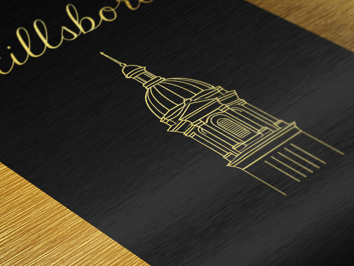 Hillsboro Oregon Travel, Metallic Gold Art, Wood Framed Art, Metal Art, Minimalist Wall Art, Destination Gift, Living Room Art