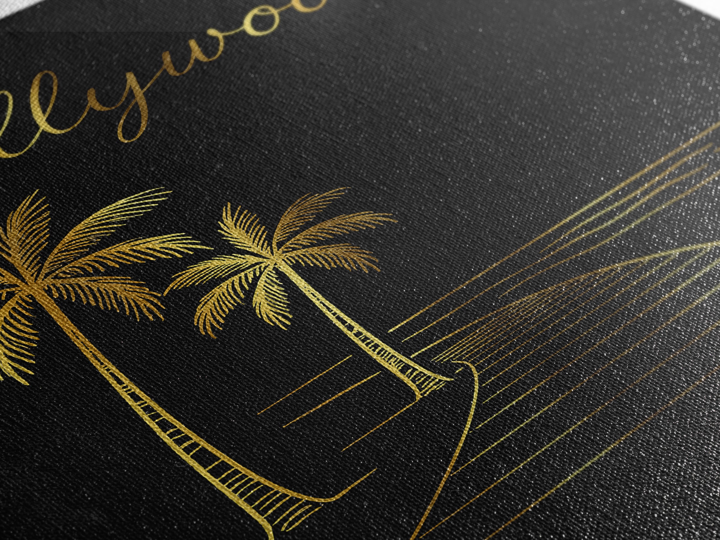 Hollywood Florida Travel Poster, Canvas Print, Black Gold Minimalist Art, Hollywood Art Print, Travel Art Print, Travel Print, Design 1