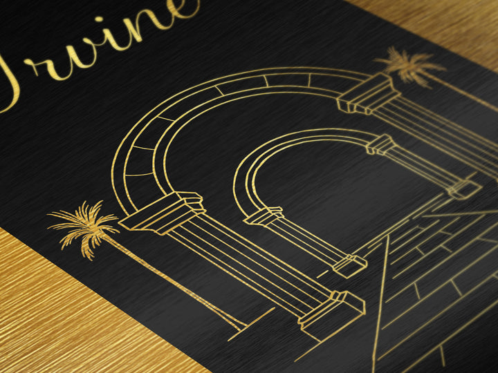 Irvine California Travel, Metallic Gold Art, Wood Framed Art, Metal Art, Modern Wall Art, Honeymoon Gift, Hallway Wall Art
