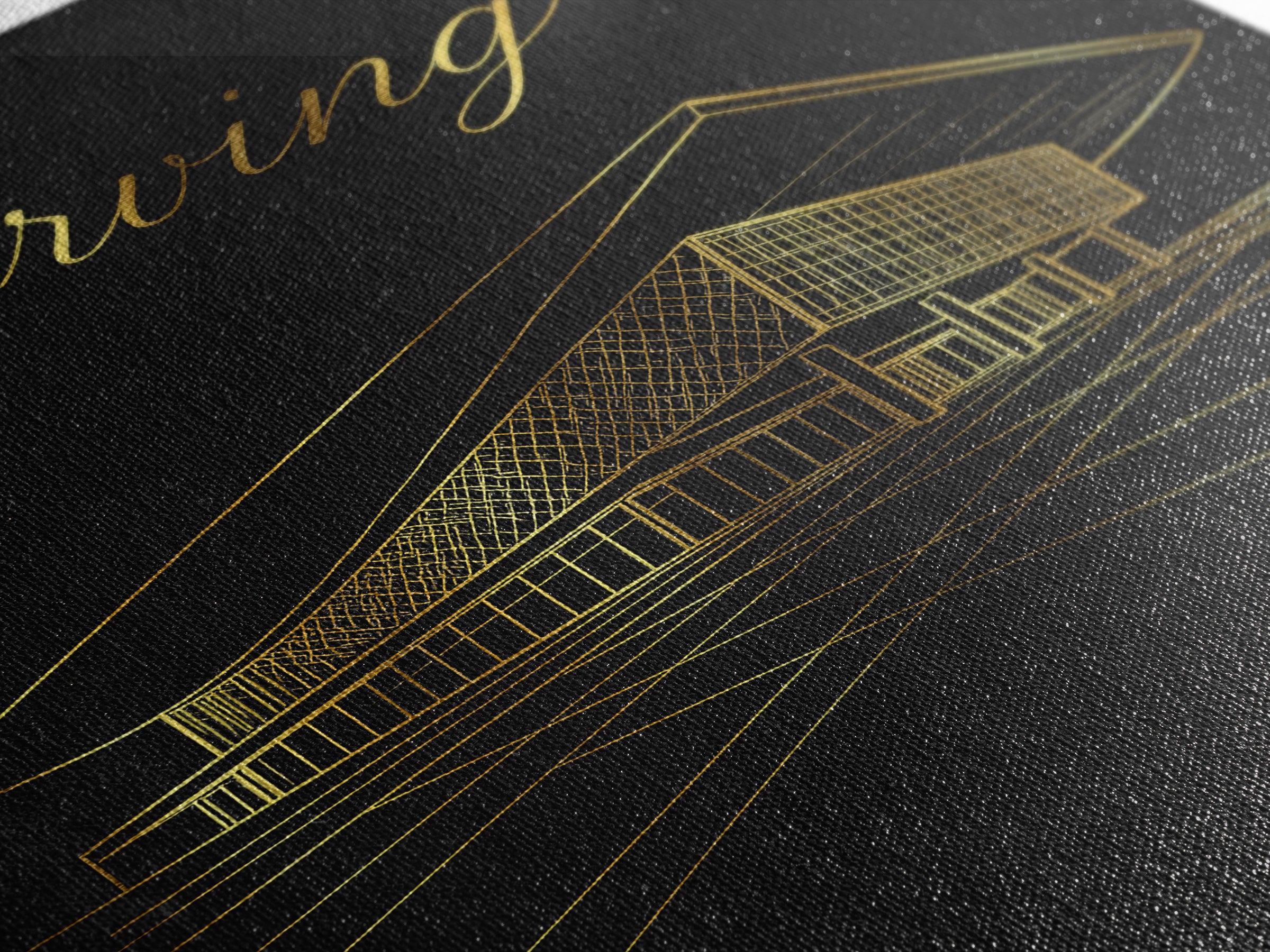 Irving Texas Travel Poster, Canvas Print, Gold Outline Poster Art, Irving Wall Art, Vintage City Art, City Art Print, Vintage Travel Art