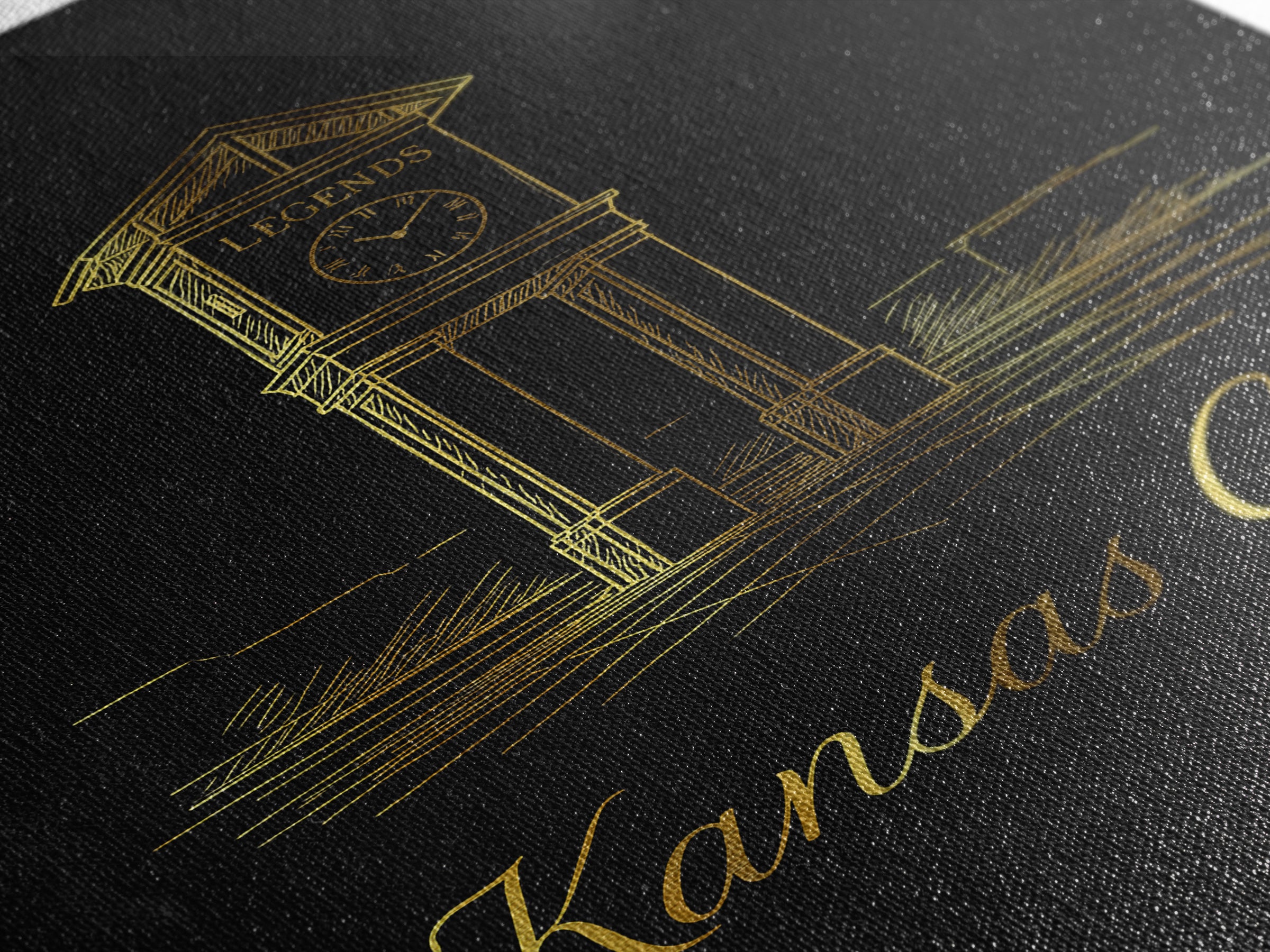 Kansas City Missouri Travel Poster, Canvas Print, Gold Outline Poster Art, Kansas City City Art, Art Print, Vintage City Poster, Wall Art
