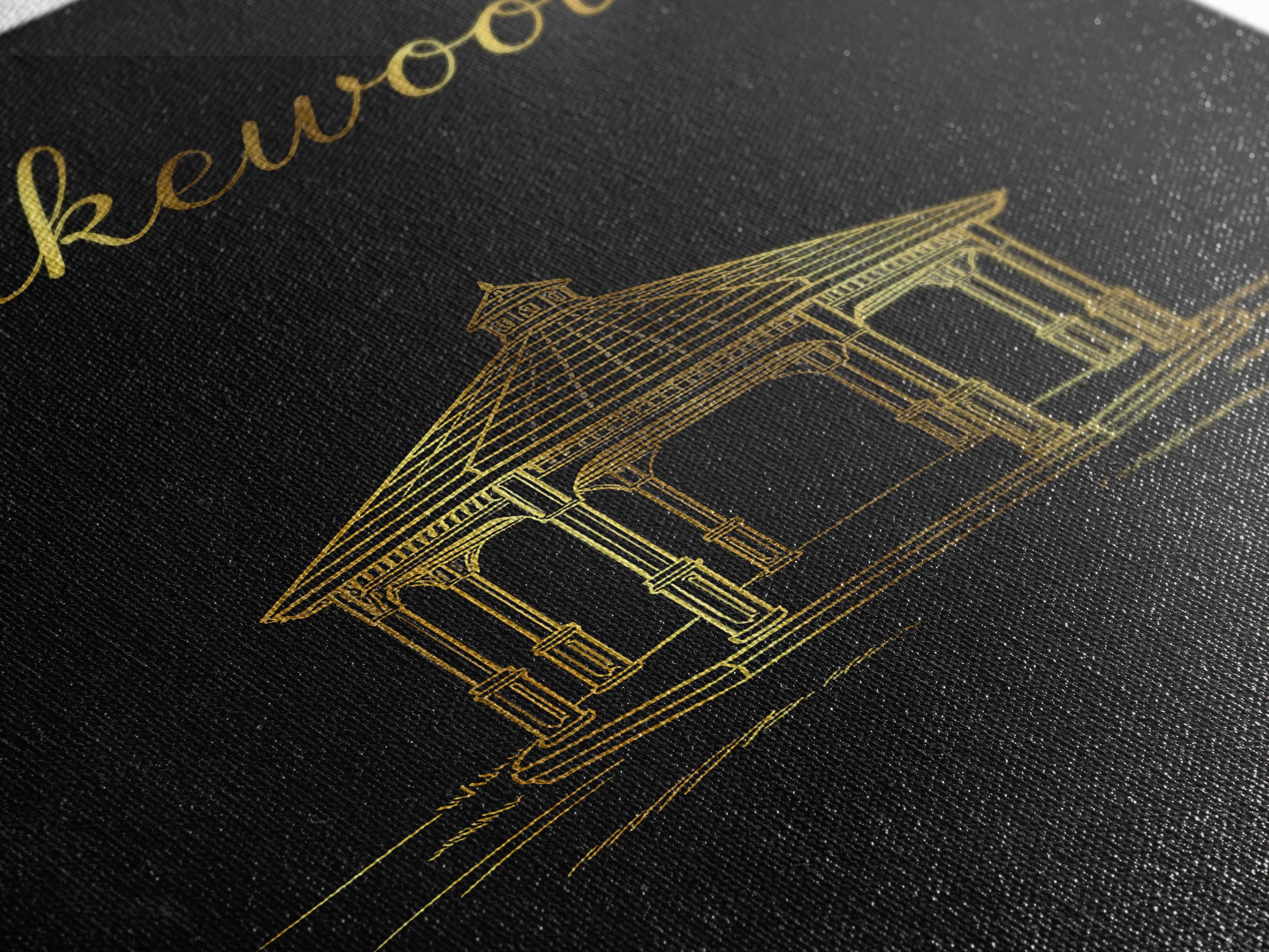 Lakewood Travel Poster, Framed Canvas Print, Black Gold Minimalist Art, Lakewood Wall Art, Travel Wall Art, Mid Century Wall Art