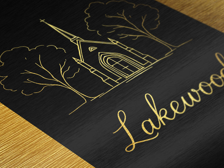 Lakewood California Travel, Metallic Gold Print, Wood Framed Art, Metal Art, Modern House Art, Anniversary Gift, Bedroom Art