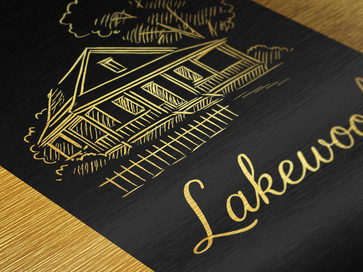 Lakewood California Art, Metallic Gold Art, Wood Framed Art, Metal Art, Modern Wall Art, Graduation Gift, Living Room Art