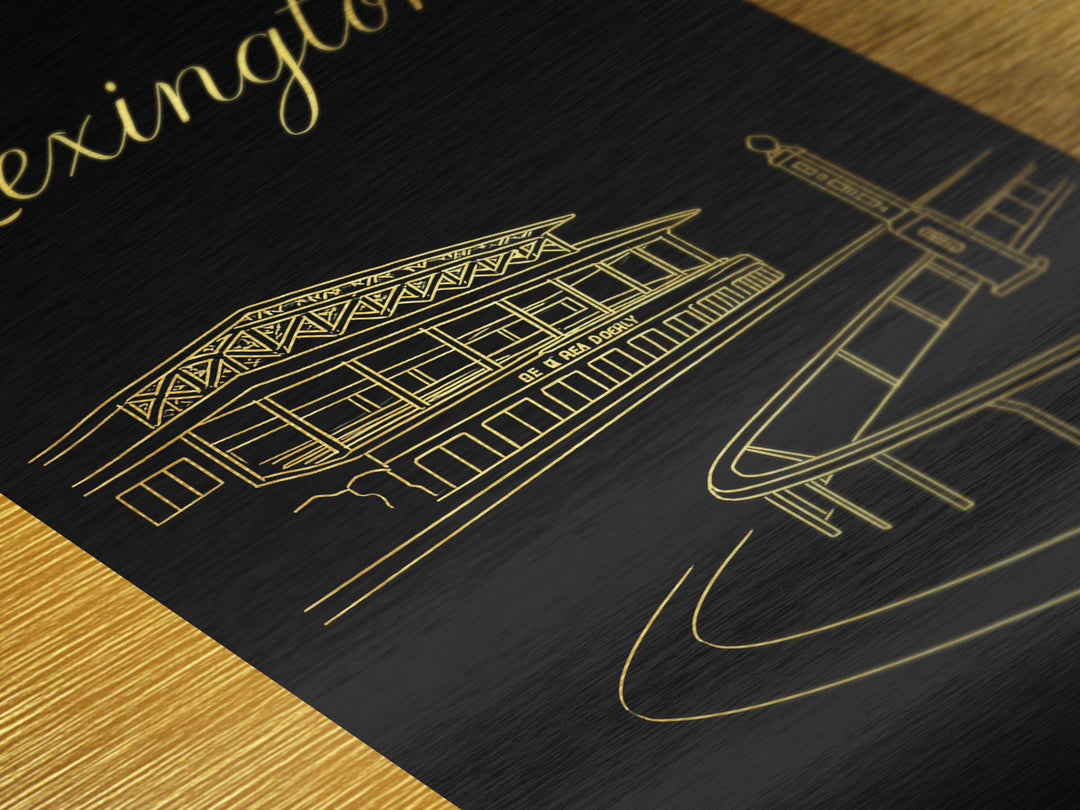 Lexington Kentucky Travel, Metallic Gold Art, Wood Framed Art, Metal Art, Minimalist Wall Art, Graduation Gift, Bedroom Wall Art