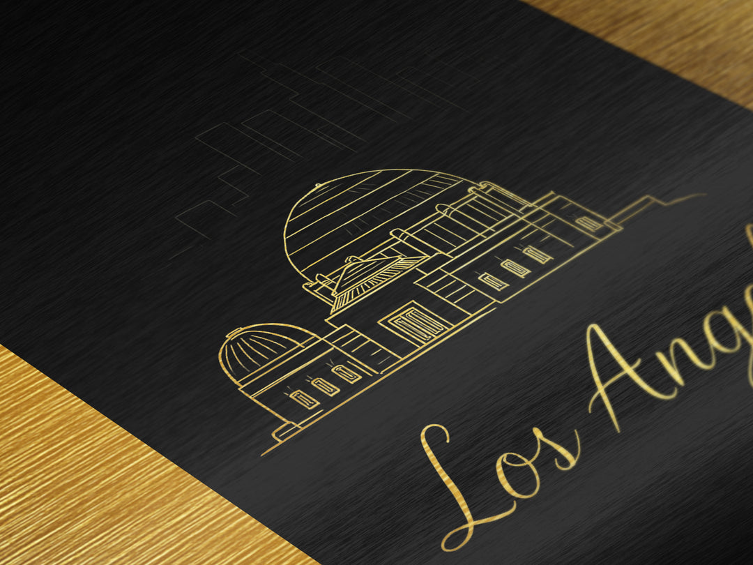 Los Angeles California Travel, Metallic Gold Art, Wood Framed Art, Metal Art, Honeymoon Gift, Bedroom Art, Home Office Art