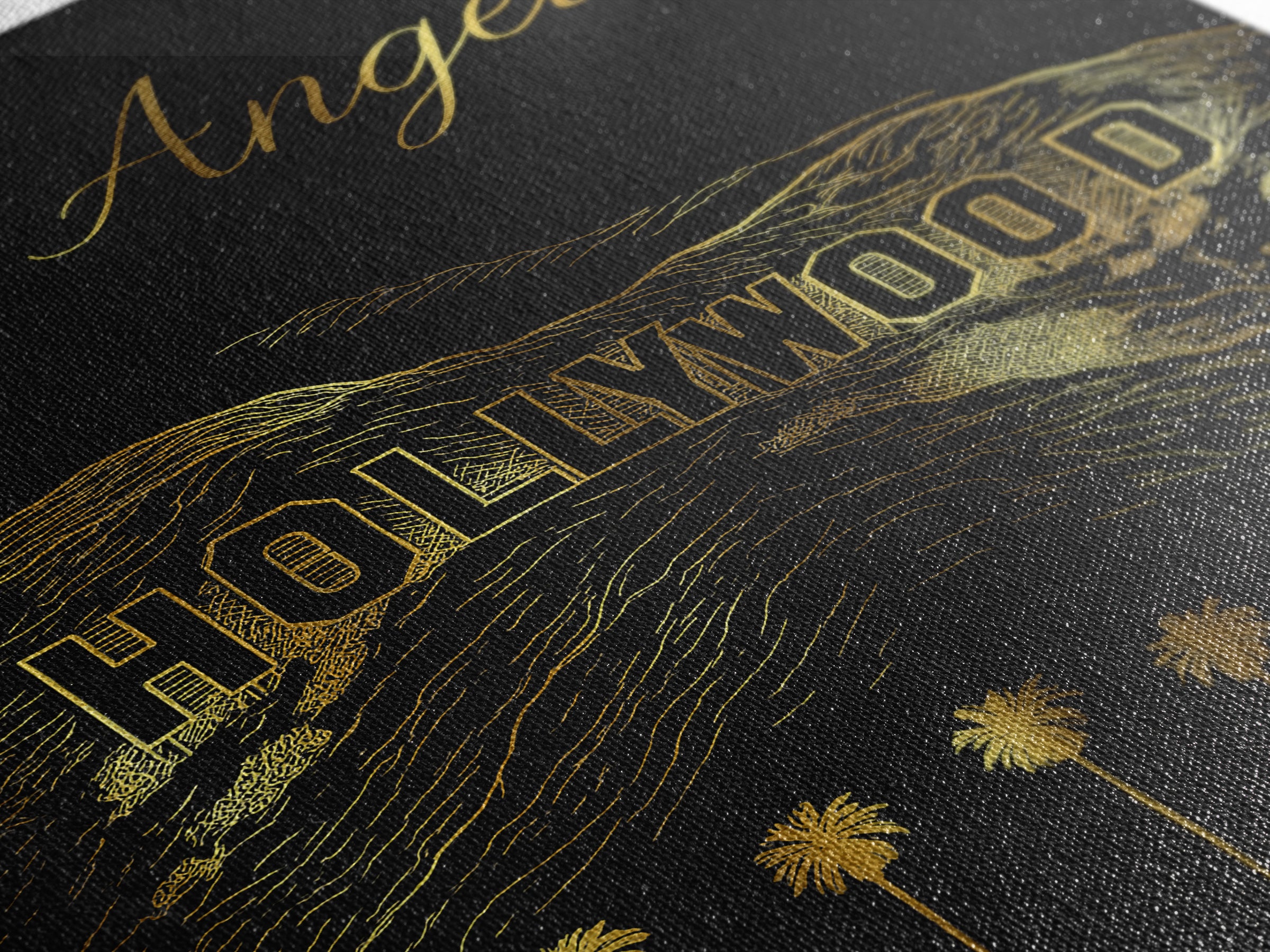 Los Angeles Travel Poster, Canvas Print, Gold Outline Poster Art, Los Angeles Travel Art, Wanderlust Decor, Gift For Travelers
