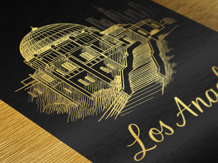 Los Angeles California Travel, Metallic Gold Art, Wood Framed Art, Metal Art, Retirement Gift, Bedroom Wall Art, Hallway Wall Art
