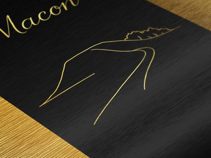 Macon Georgia Art, Metallic Gold Art, Wood Framed Art, Metal Art, Graduation Gift, Living Room Art, Entryway Wall Print