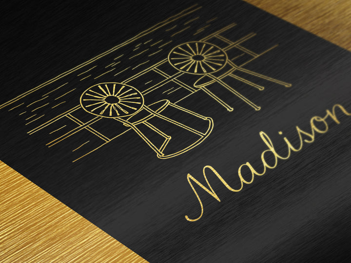 Madison Wisconsin Travel, Metallic Gold Print, Wood Framed Art, Metal Art, Honeymoon Gift, Bedroom Wall Art, Hallway Wall Art