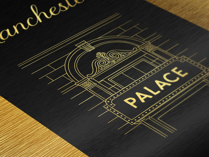 Manchester Connecticut Art, Metallic Gold Art, Wood Framed Art, Metal Art, Wanderlust Gift, Bedroom Art, Home Office Art