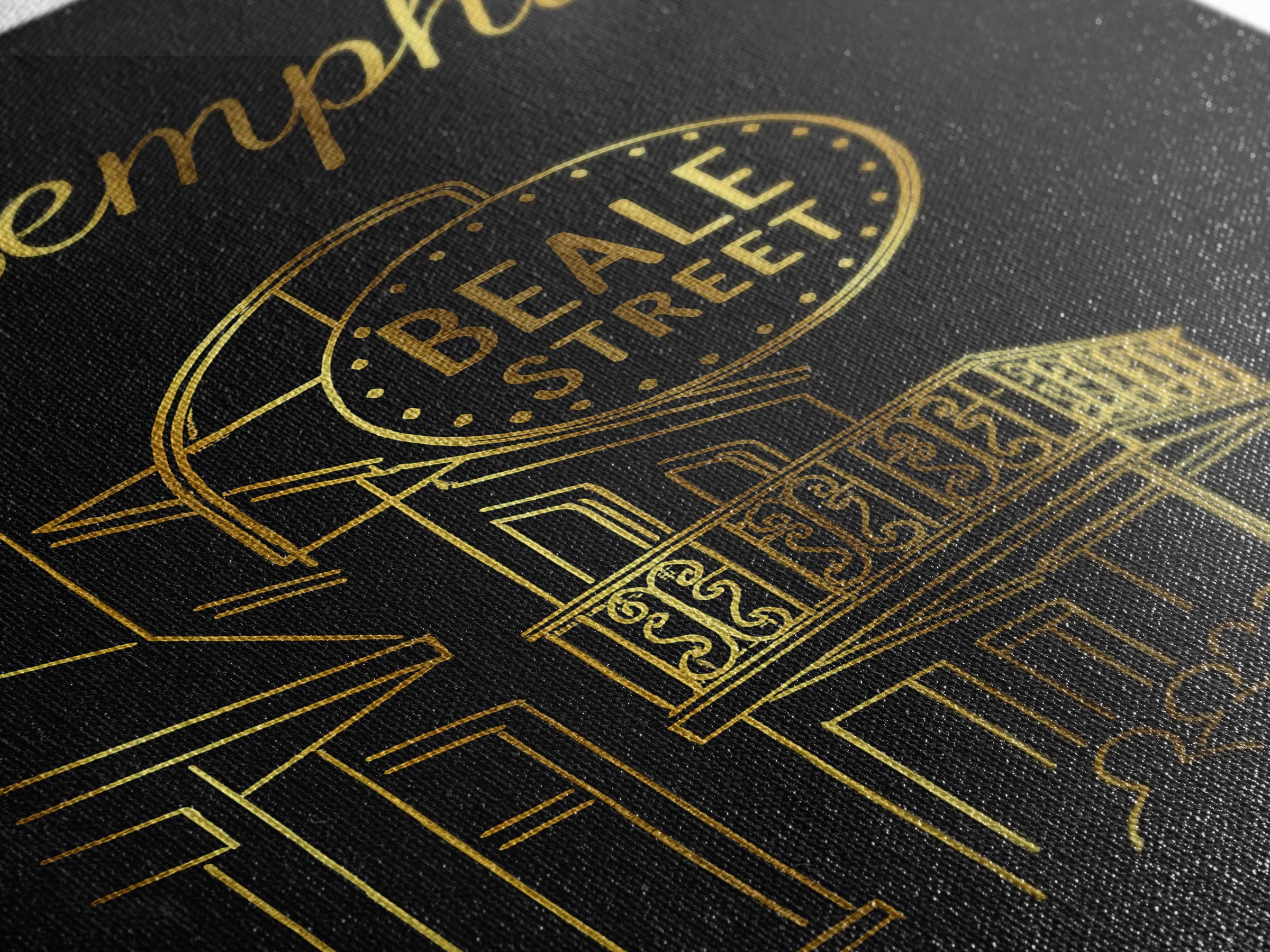 Memphis Tennessee Travel Poster, Framed Canvas Print, Gold Outline Poster Art, Memphis City Art, Vintage Travel Print, Travel Poster Art