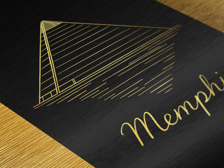 Memphis Tennessee Art, Metallic Gold Print, Wood Framed Art, Metal Art, Birthday Gift, Living Room Art, Entryway Wall Print