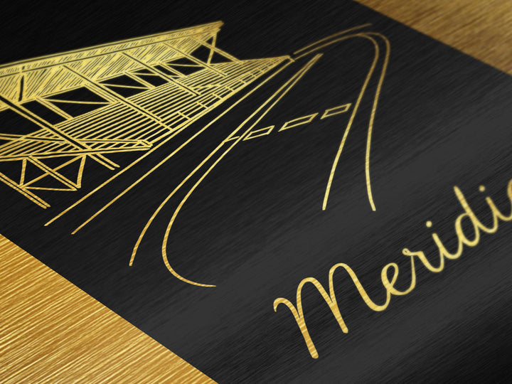 Meridian Idaho Travel, Metallic Gold Art, Wood Framed Art, Metal Art, Destination Gift, Bedroom Art, Home Office Art