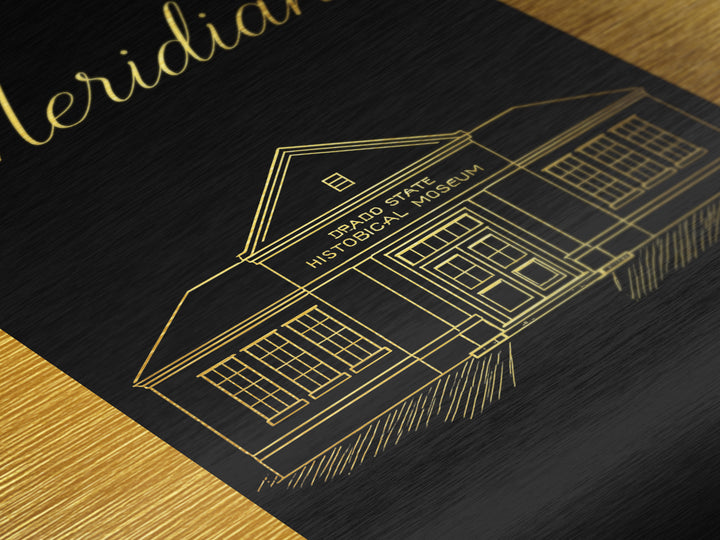 Meridian Idaho Art, Metallic Gold Print, Wood Framed Art, Metal Art, Wanderlust Gift, Living Room Art, Bedroom Wall Art
