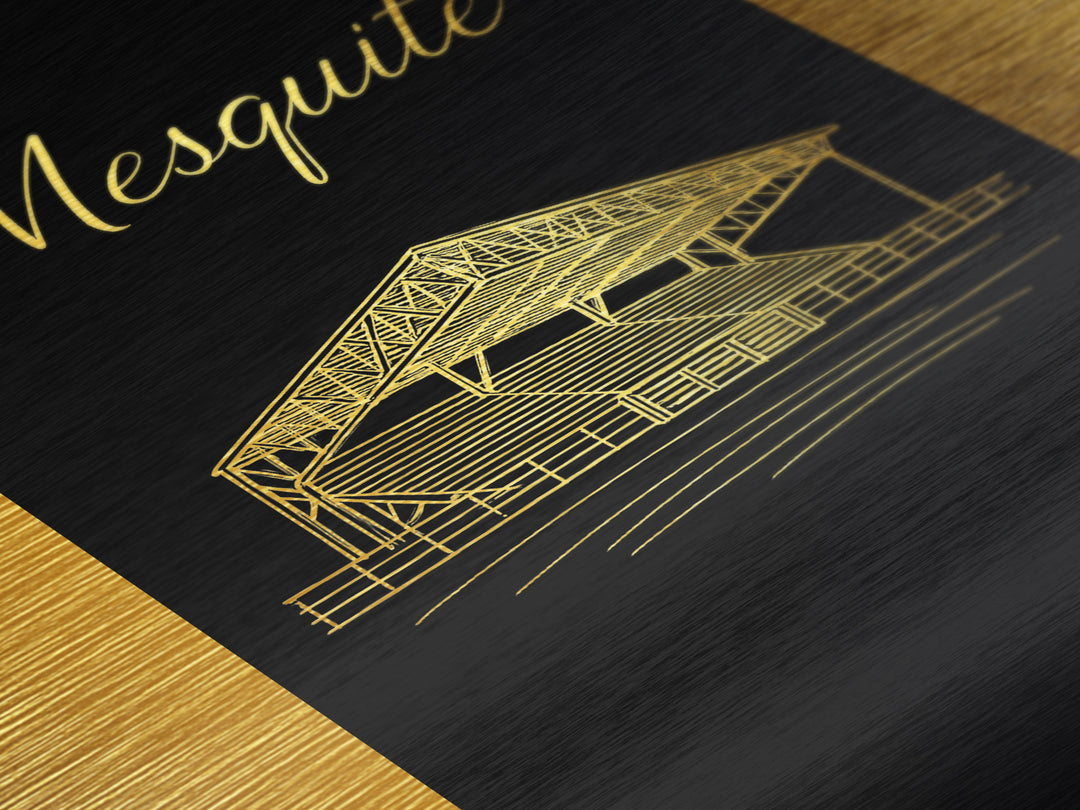 Mesquite Texas Art, Metallic Gold Print, Wood Framed Art, Metal Art, Birthday Gift, Living Room Art, Entryway Wall Print