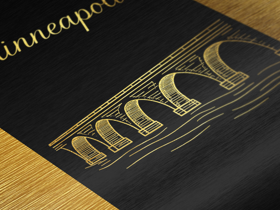 Minneapolis Minnesota Art, Metallic Gold Print, Wood Framed Art, Metal Art, Adventure Lover Gift, Entryway Wall Print, Living Room Art