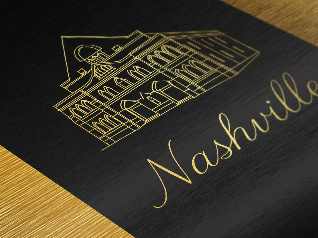 Nashville Tennessee Travel, Metallic Gold Art, Wood Framed Art, Metal Art, Retirement Gift, Hallway Wall Art, Living Room Art