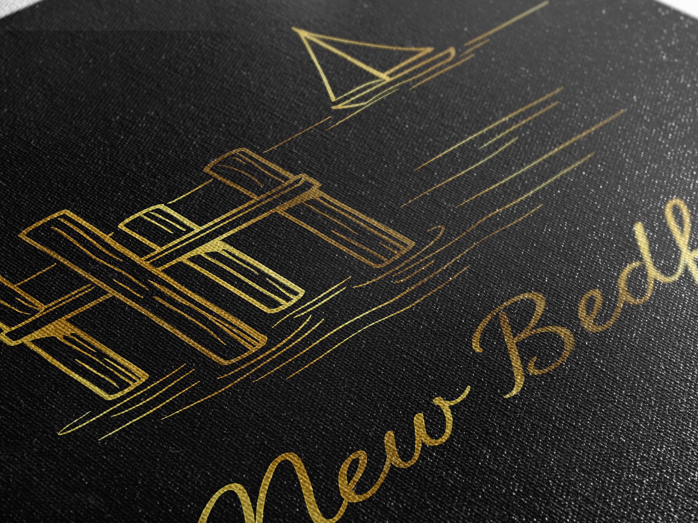 New Bedford Travel Poster, Canvas Print, Gold Outline Poster Art, New Bedford Travel Art, Travel Wall Decor, Home Office Decor