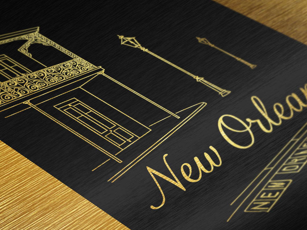 New Orleans Louisiana Art, Metallic Gold Art, Wood Framed Art, Metal Art, Modern Wall Art, Adventure Lover Gift, Living Room Art