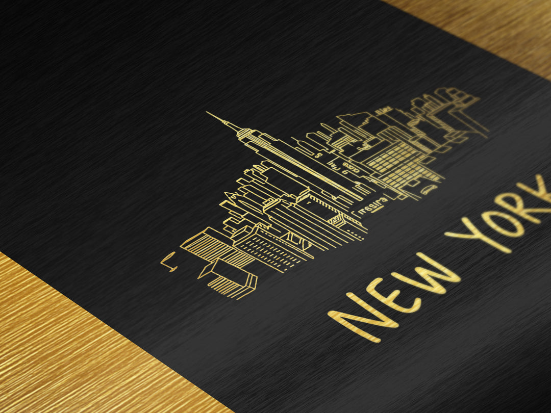 New York New York Travel, Metallic Gold Print, Wood Framed Art, Metal Art, Anniversary Gift, Bedroom Wall Art, Living Room Art
