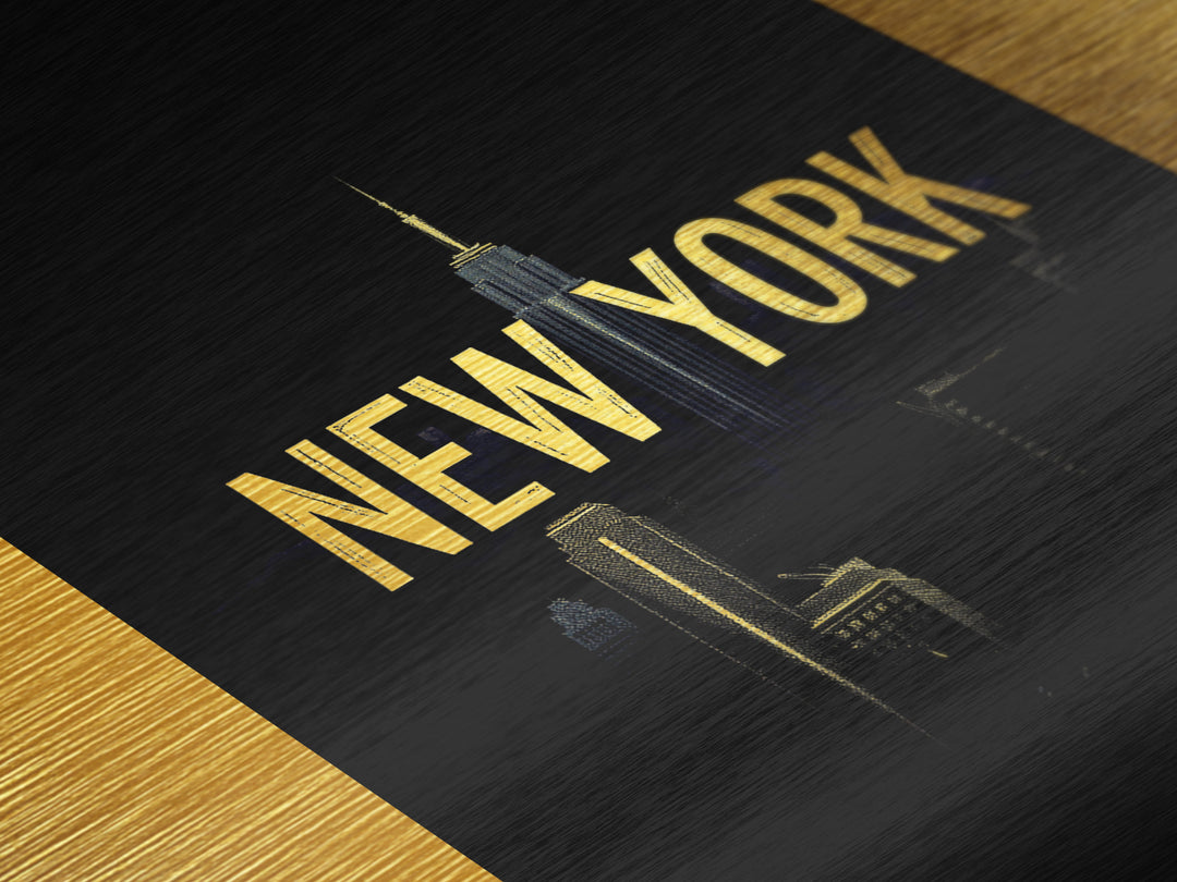 New York New York Art, Metallic Gold Art, Wood Framed Art, Metal Art, Modern Wall Art, Adventure Lover Gift, Entryway Wall Print