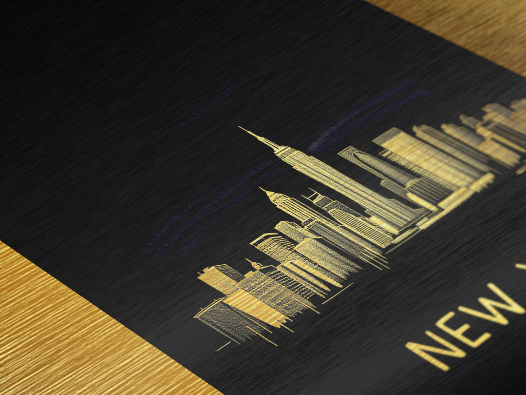 New York New York Art, Metallic Gold Art, Wood Framed Art, Metal Art, Modern Wall Art, Graduation Gift, Living Room Art