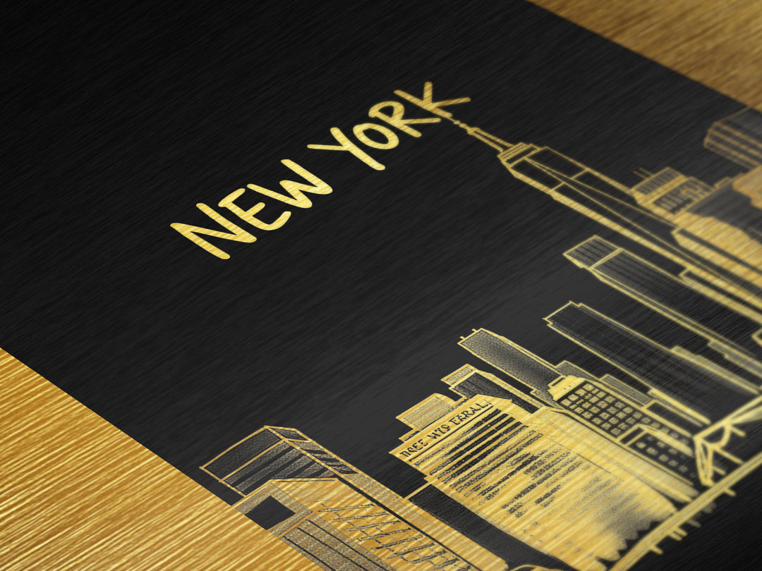 Metallic Gold NYC Travel Poster