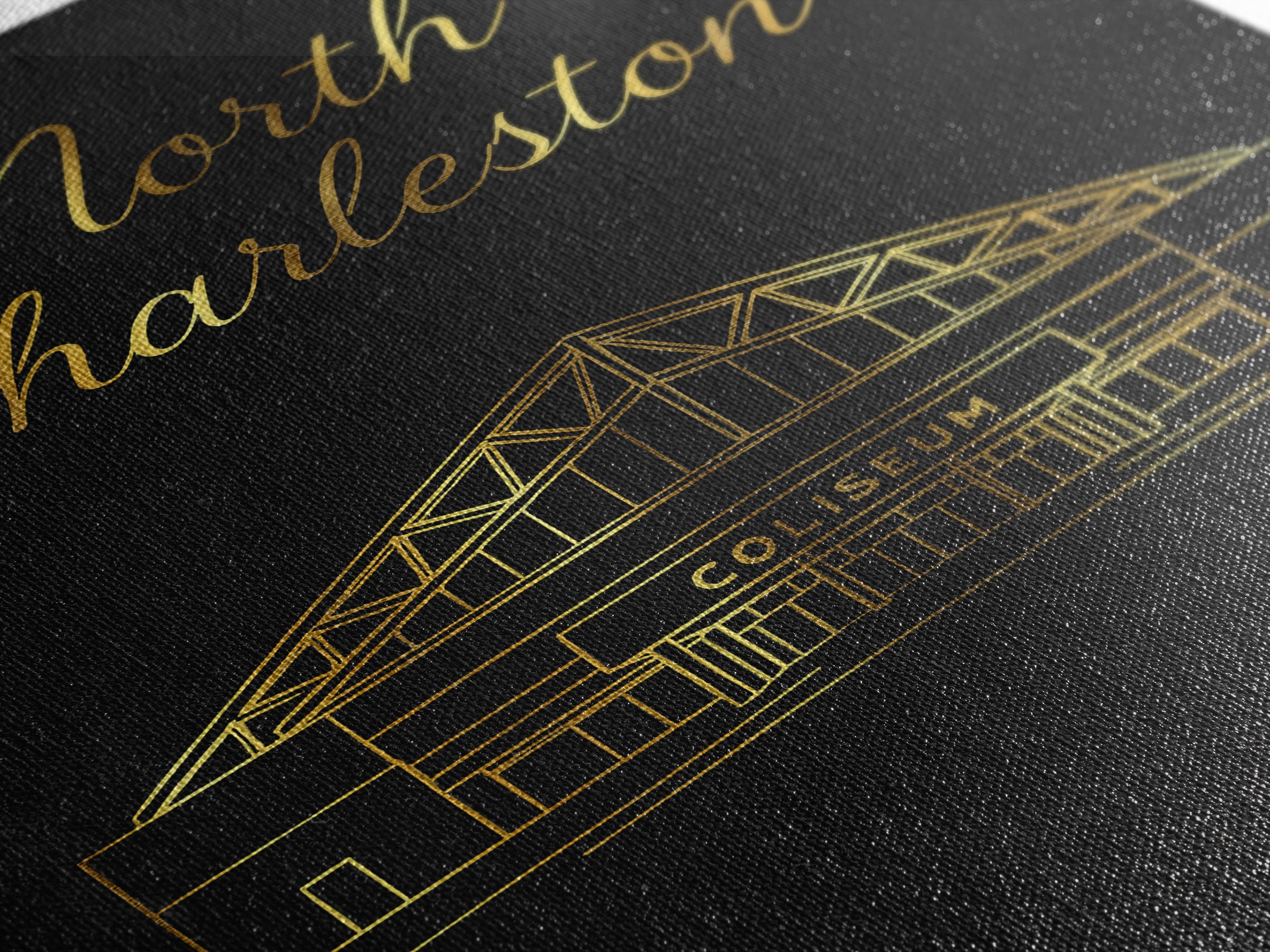 North Charleston Travel Poster, Canvas Print, Black Gold Minimalist Art, North Charleston City Art, Travel Poster Set, Retro Travel Print