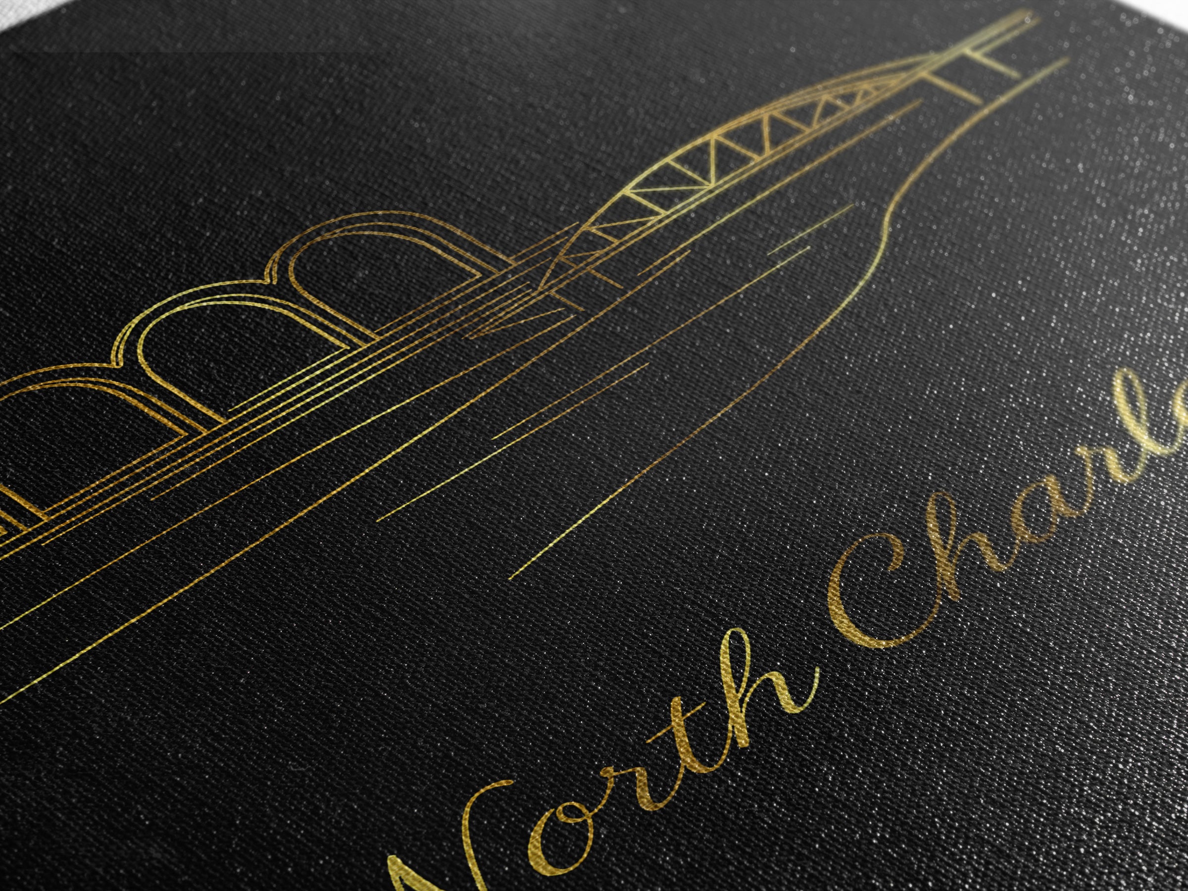 North Charleston Travel Poster, Canvas Print, Black Gold Minimalist Art, North Charleston City Art, Modern Wall Decor, City Art Print