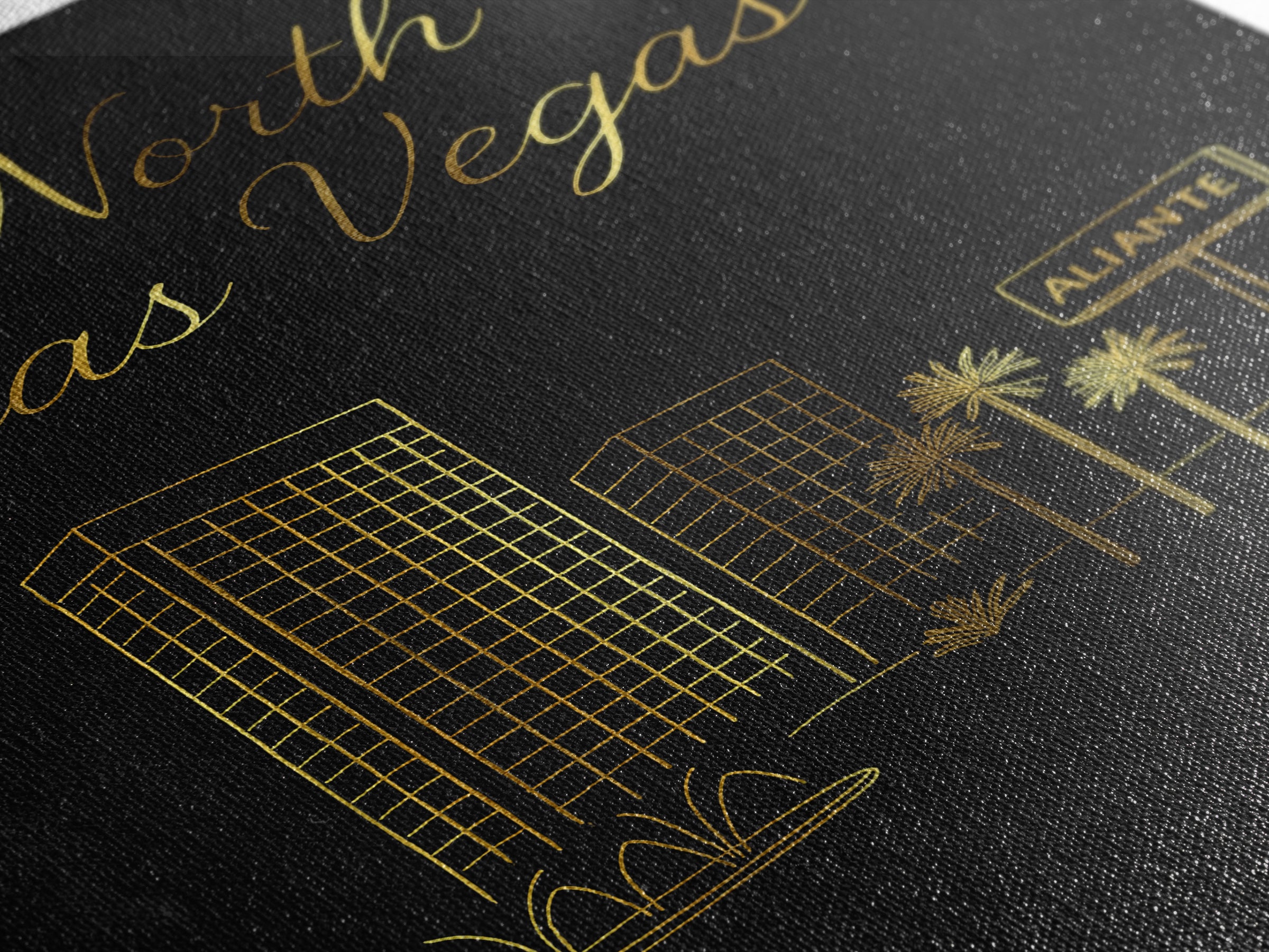 North Las Vegas Nevada Travel Poster, Canvas Print, Gold Outline Poster Art, North Las Vegas Art Print, Vintage City Art, Vintage Travel Art
