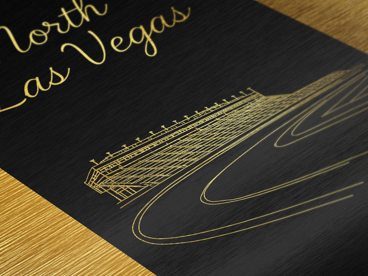 North Las Vegas Nevada Art, Metallic Gold Print, Wood Framed Art, Metal Art, Modern House Art, Wanderlust Gift, Bedroom Wall Art