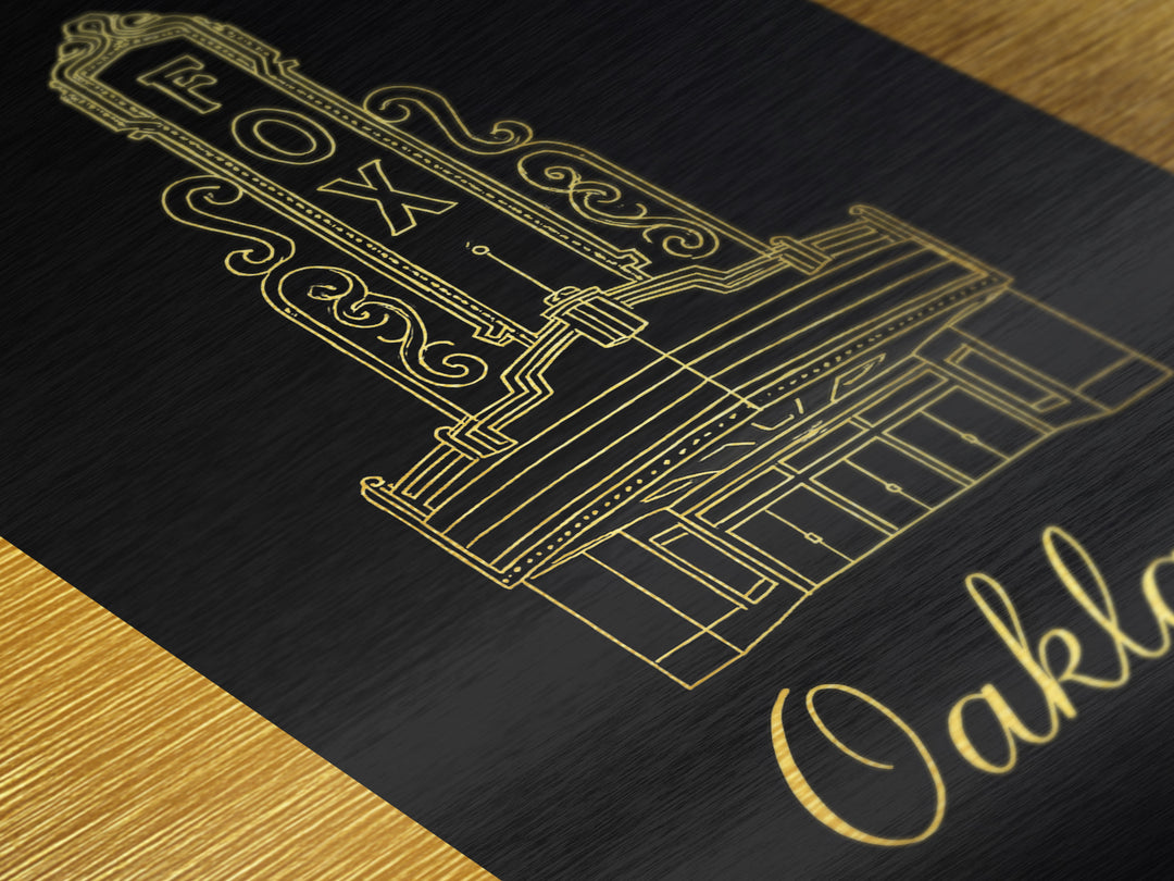 Oakland California Travel, Metallic Gold Art, Wood Framed Art, Metal Art, Anniversary Gift, Bedroom Wall Art, Entryway Wall Print