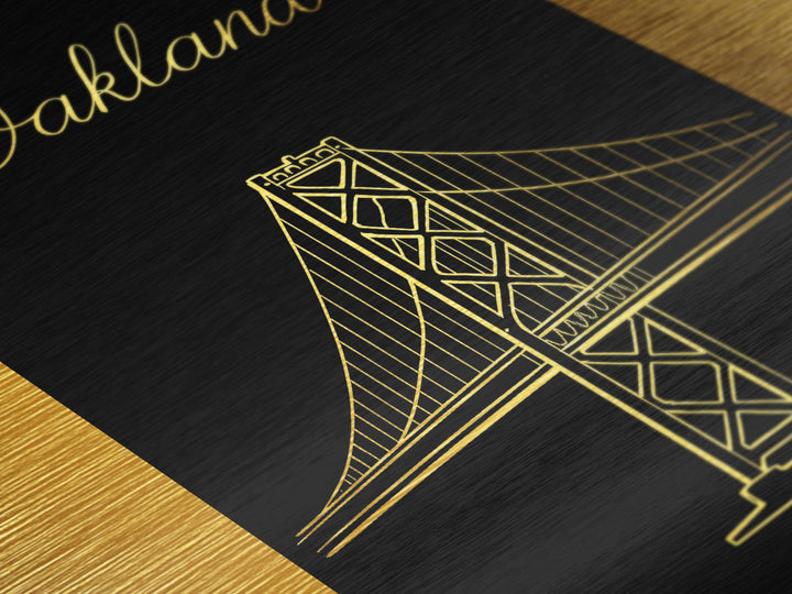 Oakland California Art, Metallic Gold Print, Wood Framed Art, Metal Art, Modern Wall Art, Graduation Gift, Living Room Art