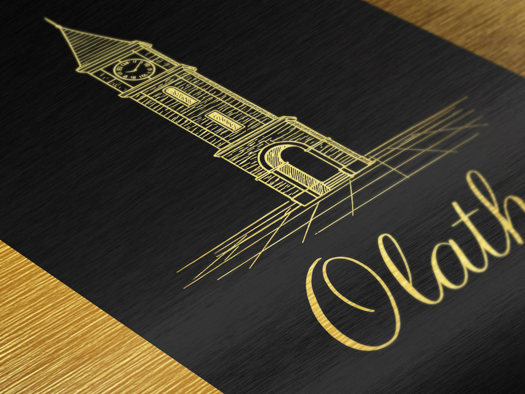 Olathe Kansas Art, Metallic Gold Print, Wood Framed Art, Metal Art, Modern House Art, Wanderlust Gift, Living Room Art