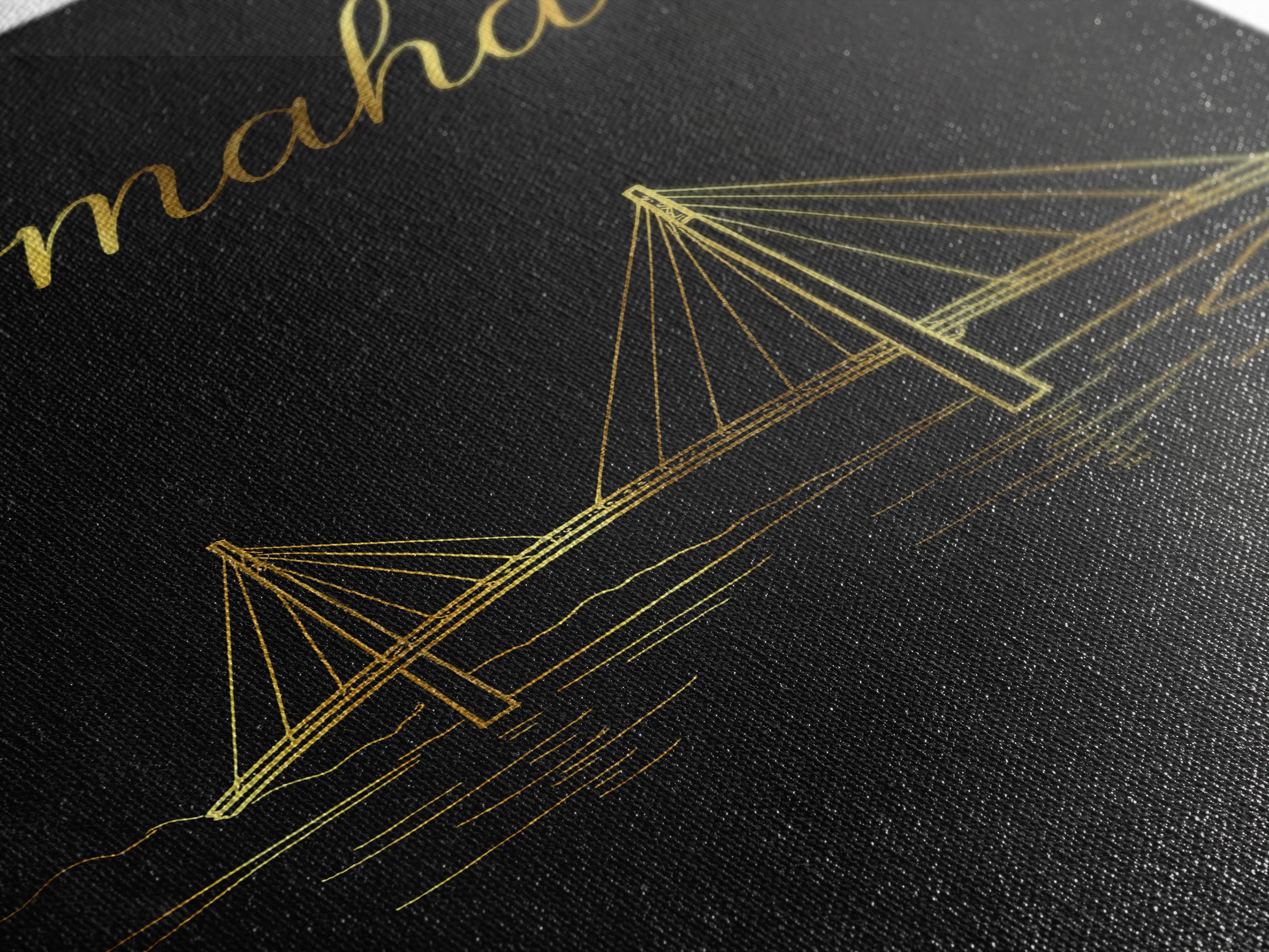 Omaha Nebraska Travel Poster, Canvas Print, Black Gold Minimalist Art, Omaha City Art, Eclectic Wall Decor, Wall Art, Wanderlust Decor