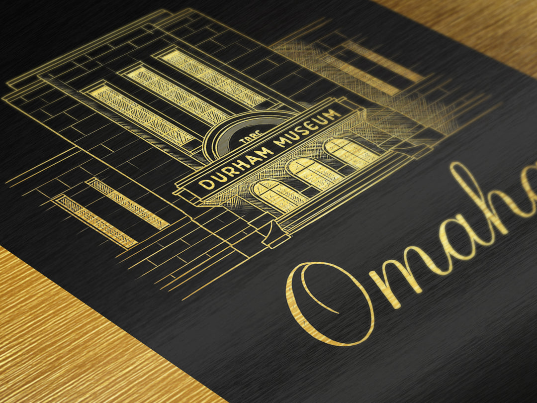 Omaha Nebraska Travel, Metallic Gold Print, Wood Framed Art, Metal Art, Modern Wall Art, Graduation Gift, Living Room Art
