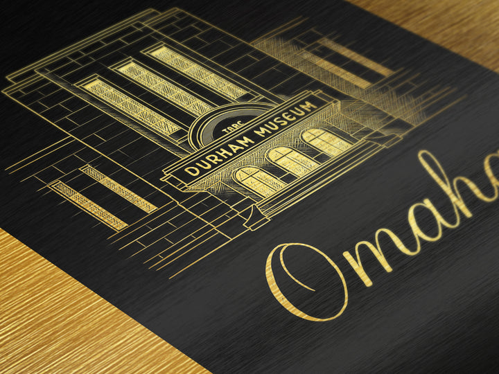 Omaha Nebraska Travel, Metallic Gold Print, Wood Framed Art, Metal Art, Modern Wall Art, Graduation Gift, Living Room Art