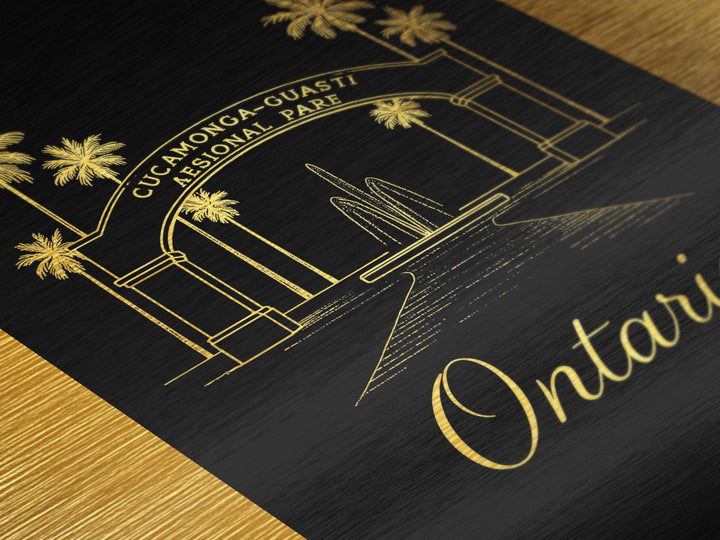 Ontario California Art, Metallic Gold Print, Wood Framed Art, Metal Art, Modern House Art, Birthday Gift, Entryway Wall Print