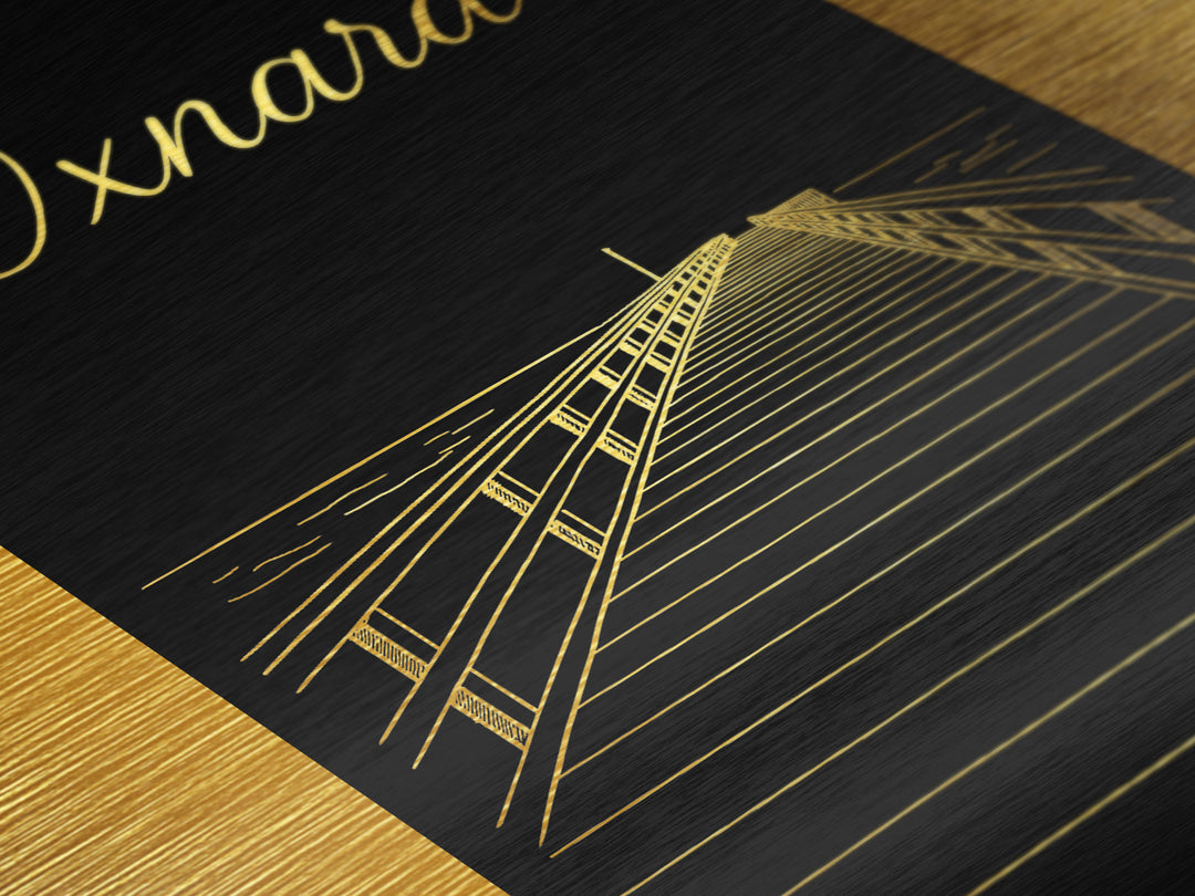 Oxnard California Art, Metallic Gold Print, Wood Framed Art, Metal Art, Modern House Art, Birthday Gift, Living Room Art