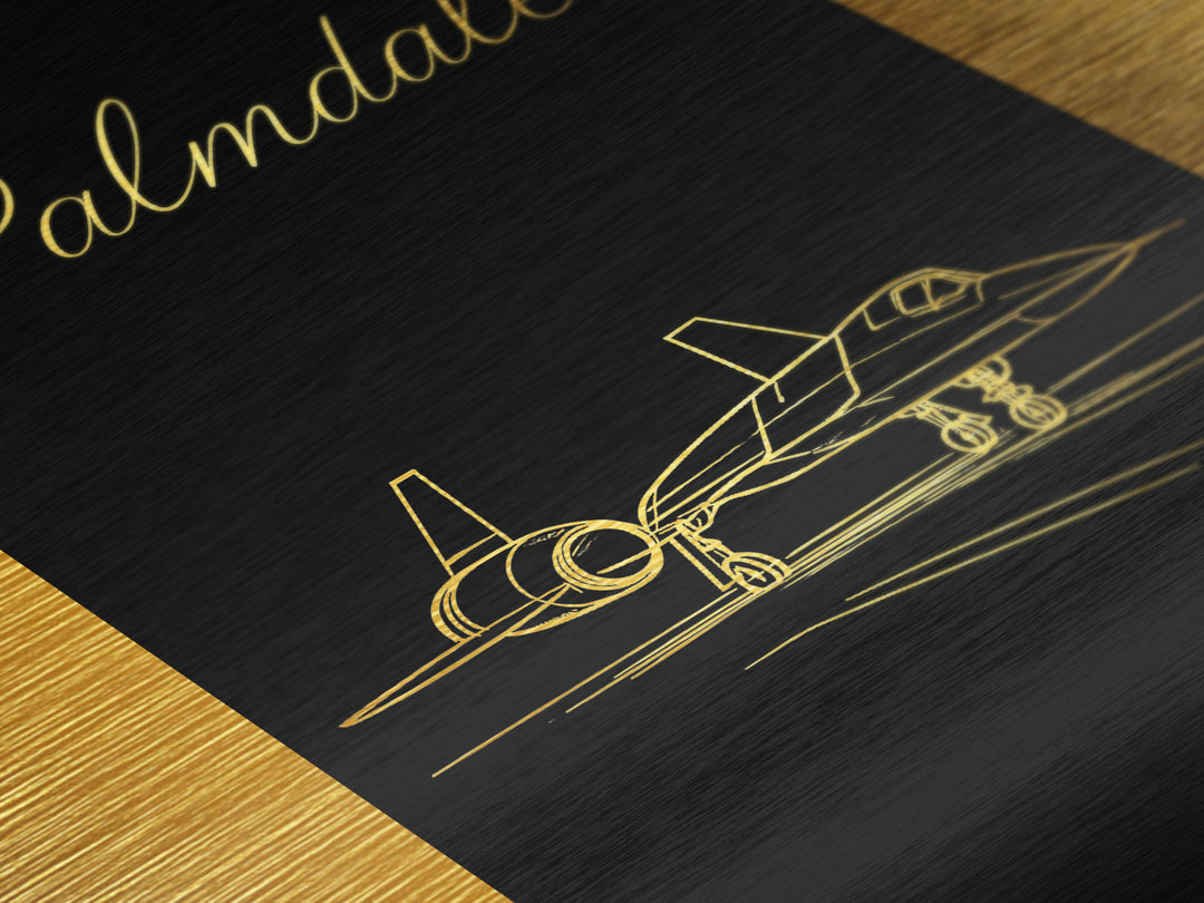 Palmdale California Travel, Metallic Gold Art, Wood Framed Art, Metal Art, Minimalist Wall Art, Destination Gift, Bedroom Wall Art