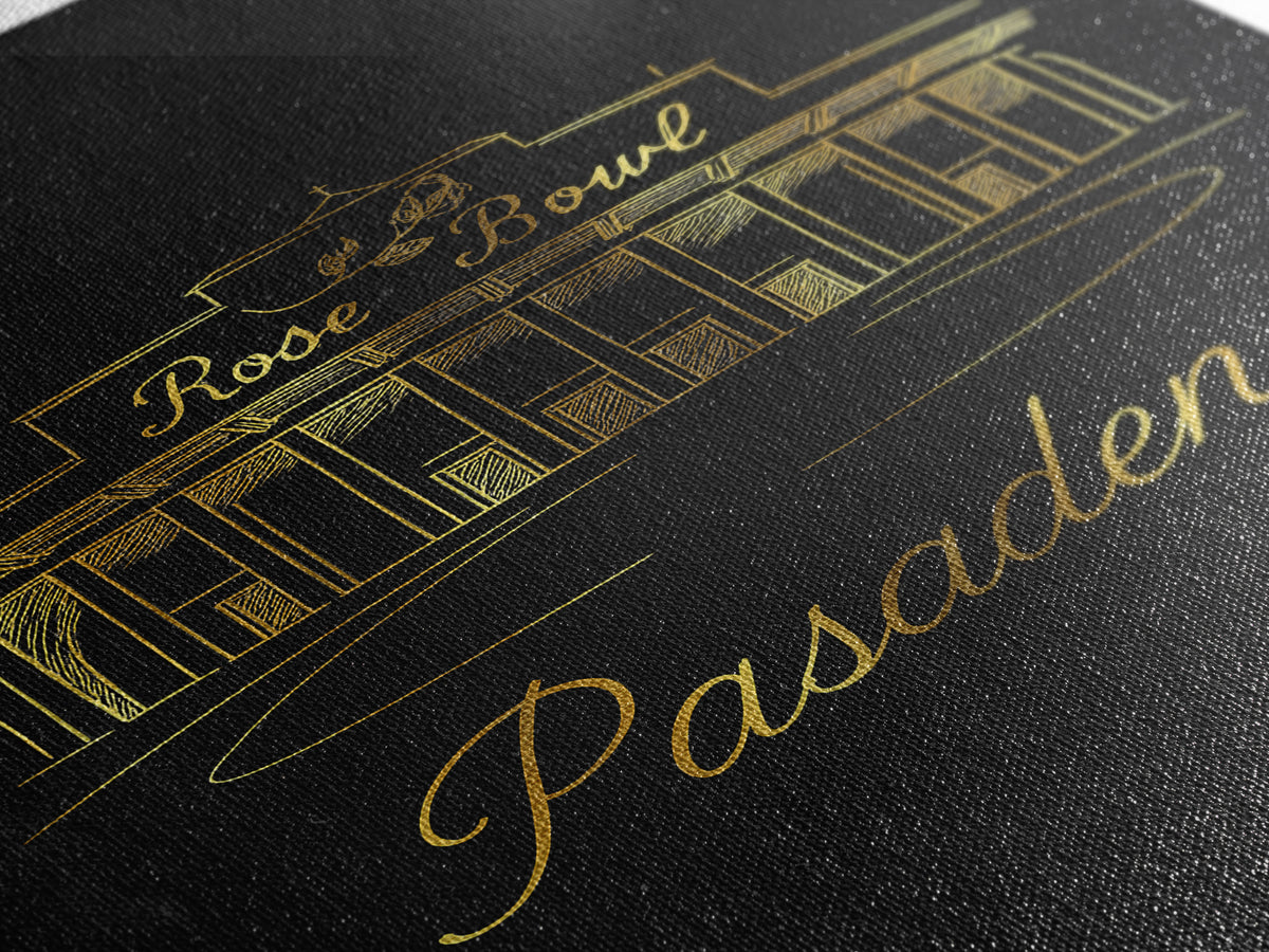 Pasadena Travel Poster, Framed Canvas Print, Gold Outline Poster Art, Pasadena City Art, City Travel Prints, Travel Wall Decor
