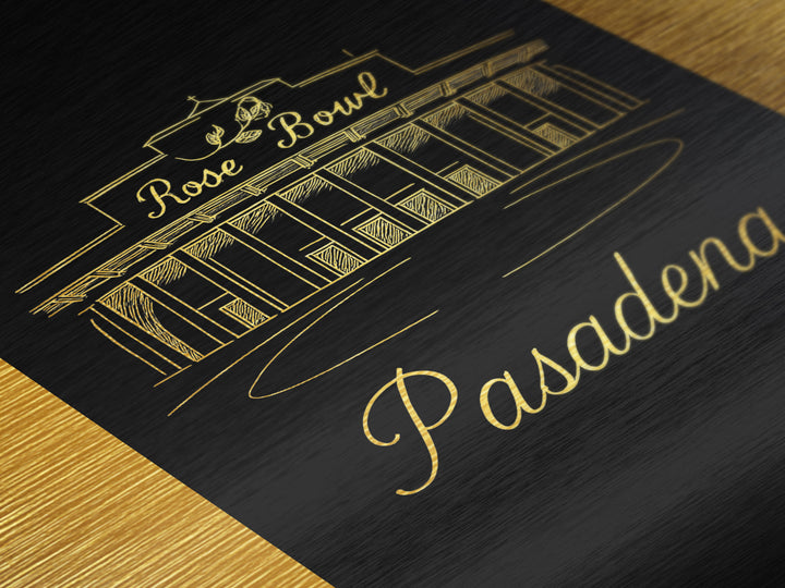 Pasadena California Travel, Metallic Gold Art, Wood Framed Art, Metal Art, Minimalist Wall Art, Honeymoon Gift, Bedroom Wall Art
