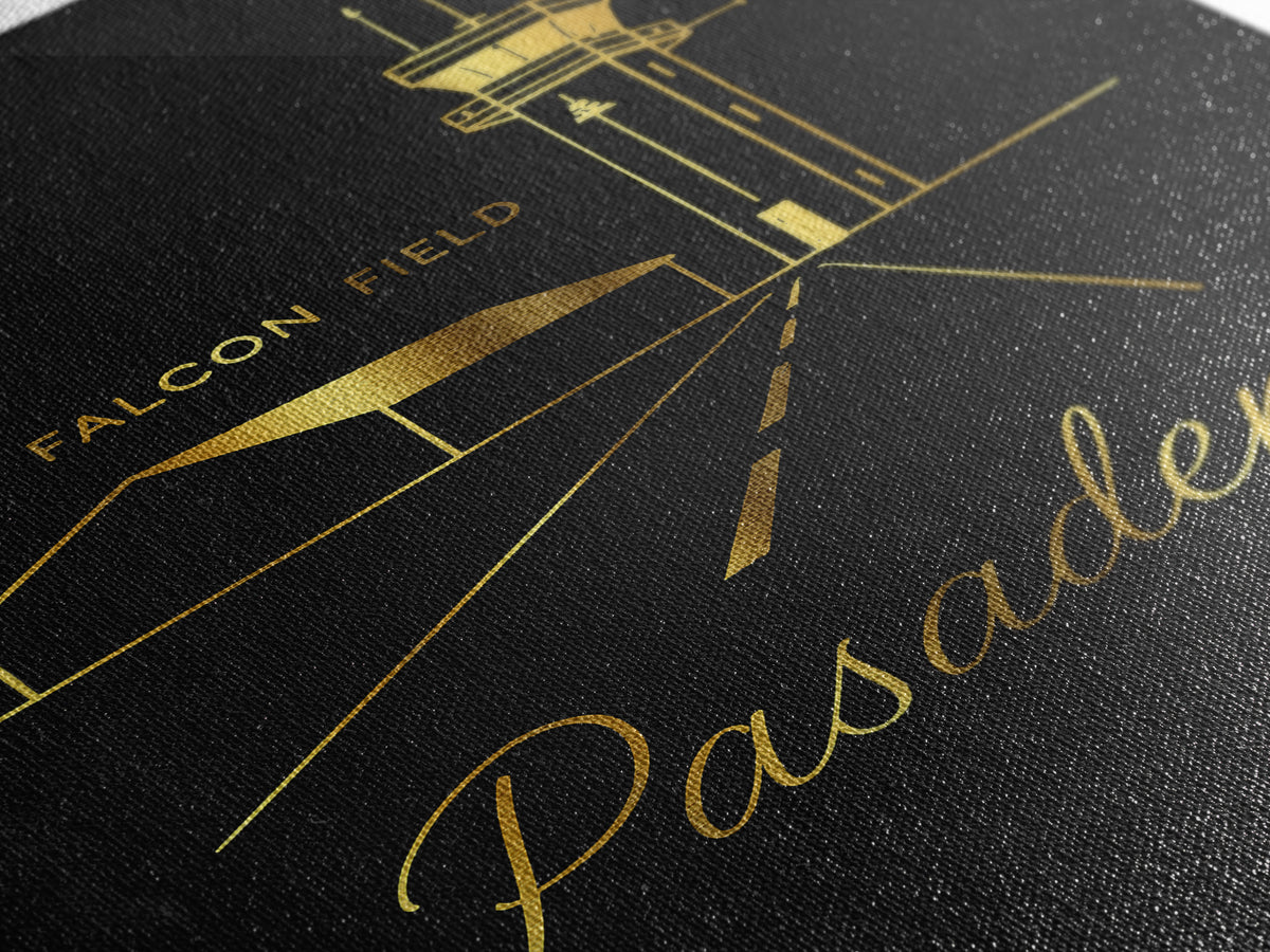 Pasadena Travel Poster, Framed Canvas Print, Black Gold Minimalist Art, Pasadena City Art, Fine Art Print, Travel Poster Art, Wall Art